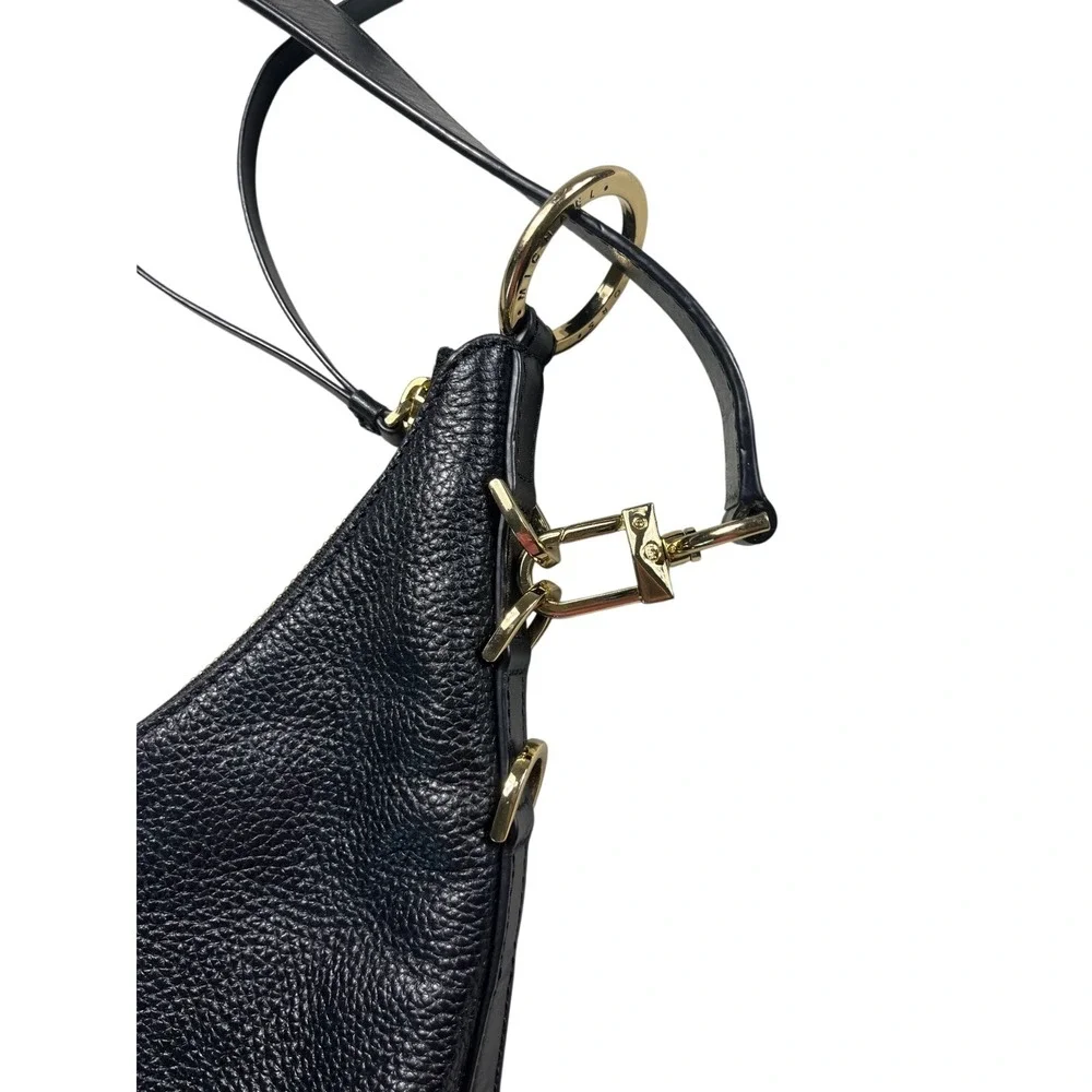 Michael‎ Kors Black Pebbled Leather Hobo Shoulder Bag Gold Hardware
